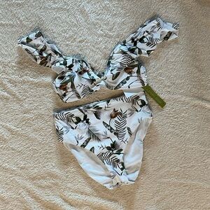 Tropical Leaf Print Swim Set